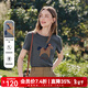 百圖（betu）女裝2026年春夏新款T恤立體小馬刺繡舒適百搭短袖上衣女2602T20 灰色 M