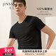金三塔 商場(chǎng)同款睡衣上裝男100%桑蠶絲真絲圓領(lǐng)T恤NZM9B710 黑色圓領(lǐng)（雙面真絲） XXXL