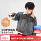 左西男童加厚仿兔毛牛仔外套2025新款兒童棉服棉衣洋氣 淺牛仔色 150