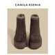 CAMILA KSENIA雪地靴女士2026年新款春季休閑百搭加絨棉鞋棕色厚底松糕短筒短靴 咖色 36