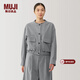 MUJI 女式 彈力起毛 開(kāi)衫式夾克 女外套冬季款 長(cháng)袖 女裝 BD0YSC4A 灰色 L (165/88A)