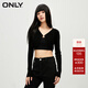 ONLY2023冬季新款氣質(zhì)百搭不規則開(kāi)衫V領(lǐng)短款針織衫女|12343A015 H1Z 黑色 M