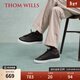 THOM WILLS小白鞋男冬季軟底休閑板鞋增高平底鞋一腳蹬男士皮鞋 黑色G871 41 /7.5碼