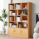 安爾雅書(shū)架置物架落地書(shū)柜客廳辦公室文件柜靠墻展示柜儲物柜 櫸木色120