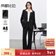 尚都比拉職業(yè)西裝套裝女春秋正裝西服外套闊腿長(cháng)褲面試兩件套 黑色 XL