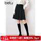 百圖betu女裝春季新款半身裙學(xué)院風(fēng)知性顯瘦壓褶半身裙女2401T51 黑色 M （黑色預售02/10發(fā)貨）