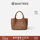 BAGTREE包包樹(shù)墩墩包輕奢頭層植鞣牛皮菜籃子手提水桶包通勤單肩斜挎女包 烤棕色【贈可拆卸內袋】 高級小眾生日禮物女