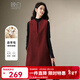 晚白【新品】騏驥紅新年穿搭小個(gè)子V領(lǐng)含羊毛背心裙保暖無(wú)袖連衣裙 暗紅色 XL