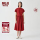 MUJI MUJI IDEE 女式 平紋 無(wú)袖連衣裙 女裝裙子夏季 GAD13C4S 深紅色 M (155/80A)