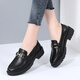 小碼女鞋323334樂(lè )福鞋女秋新款百搭平底小皮女商務(wù)正裝金屬扣厚底單 黑色 33 (皮鞋碼)