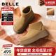 百麗（Belle）復古絨面勃肯鞋女冬季新款商場(chǎng)同款厚底加絨休閑短靴E6F1DDD5 棕色-厚絨 37 (235mm)
