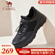 駱駝（CAMEL）免系商務(wù)運動(dòng)皮鞋新款網(wǎng)面透氣厚底男鞋 G14S220621 黑色 39