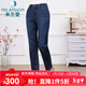 米蘭登（MILANDON）2024秋冬新款中老年女裝媽媽裝高腰顯瘦休閑牛仔直筒長(cháng)褲1P310045 蘭色 2XL