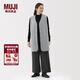 MUJI女式 抓絨 長(cháng)背心 馬甲馬夾女款25年冬季女裝外套 BB2T7C5A 灰色 M (160/84A)