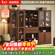 和諧家園 書(shū)柜 中古風(fēng)實(shí)木書(shū)柜黑胡桃木組合玻璃門(mén)滿(mǎn)墻落地書(shū)柜收納儲物柜 0.84m上下雙門(mén)書(shū)柜【B款】 組裝