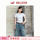 HOLLISTER美式潮流舒適甜美修身正肩短袖T恤25秋女裝357-5007 淺灰色 XS (160/80A)
