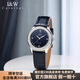 愛(ài)沃馳瑞士IW新款超薄女士時(shí)尚氣質(zhì)鑲鉆石英表防水皮帶輕奢小眾設計腕表 愛(ài)沃馳星空藍/藍竹節皮/精美禮品 +女士手鐲