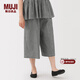 MUJI女式 泡泡紗輕便七分褲褲子女款25年秋季寬松闊腿褲女裝BE1Z8A5A 黑色格紋 L (165/70A)