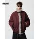 OEMG  美式皮毛一體絨座山雕棉服男士秋冬季上衣加厚保暖潮牌夾克外套 紅色 XL [建議110-130斤]