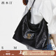 西木汀 自由狂想 單肩托特包女大容量通勤斜挎包新年禮物 深邃黑大號