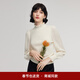 歌莉婭天絲毛衣女秋冬2025新款花邊半高領(lǐng)內搭針織上衣1ENL5J060 05W米白 S