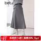 百圖betu女裝春季新款半身裙高腰工裝裙顯瘦半身裙女2401T53 灰色 L