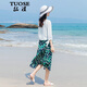 拓澀（TUOSE）連衣裙 夏季新品沙灘長(zhǎng)裙三亞海邊度假氣質(zhì)裙子吊帶中長(zhǎng)款連衣裙 連衣裙+短外搭 M
