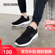 斯凱奇（Skechers）男女同款輕便休閑運動(dòng)鞋透氣網(wǎng)面舒適緩震跑步鞋 男款-黑色/白色/BLK 40
