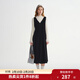 獨束大碼女裝【流光絲絨】長(cháng)短款收腰背心裙秋冬大V領(lǐng)無(wú)袖連衣裙 赫本黑（長(cháng)款） XL （尺碼：3）
