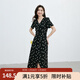紅袖波點(diǎn)收腰連衣裙夏季新款女裝法式V領(lǐng)顯瘦減齡氣質(zhì)黑色顯白雪紡裙 黑底米點(diǎn)818 M