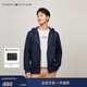 Tommy Hilfiger【抓絨保暖】秋冬男裝休閑純色連帽拉鏈開(kāi)衫重磅衛衣外套 藏青色FAP S （推薦：120-135斤）