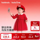 巴拉巴拉童裝女童連衣裙網(wǎng)紗針織公主紅色新年拜年服女童春裙