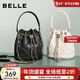 百麗包包女季新款小香風(fēng)單肩手提菜籃子水桶包X7403CX5 黑色 F