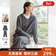對白【AN大碼系列】慵懶連帽針織毛衣套裝冬季微胖mm茶系穿搭一整套 碳灰色 3XL 建議體重160-180