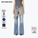 ANN ANDELMAN【盧昱曉同款】藍色微喇牛仔褲疊穿綁帶兩件式喇叭褲 藍色 XS
