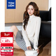 唐獅（TonLion）2024女半高領(lǐng)凈色長(cháng)袖打底衫 本白 XL 