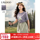 LAGOGO紫色顯白純棉T恤女拉谷谷2025年春夏新款圓領(lǐng)印花短袖上衣 紫色 XL