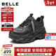 百麗（Belle）馬賽克百搭老爹鞋女2026春新商場(chǎng)款厚底增高休閑鞋F1K1DAM6 黑色 36 (230mm)