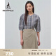 beanpole【新年禮物】【泡泡紗】  女格紋設計休閑簡(jiǎn)約日常通勤七分袖襯衫 藏青色 S 160/84A