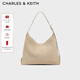 CHARLES&KEITH25冬新品時(shí)尚絨面大容量斜挎托特包新年禮物送女友CK2-40782736-1 Nutmeg Beige豆蔻米 L