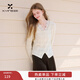 香影蕾絲v領(lǐng)襯衫女長(cháng)袖2025冬季新款氣質(zhì)收腰設計感法式針織上衣 鷺白 S 155/80A/85-95斤