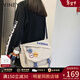 viney斜挎包包女包大容量帆布包學(xué)生上課書(shū)包郵差包生日禮物送女友老婆 白色+隨機徽章+可愛(ài)掛件 時(shí)尚品牌高級感百搭休閑通勤大包