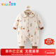 優(yōu)奇新生嬰兒兒衣服純棉加厚連體衣女寶寶秋冬裝套裝薄棉哈衣棉衣款