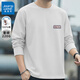 真維斯（Jeanswest） 日系t恤男長(cháng)袖春秋季純棉男士圓領(lǐng)打底衫休閑青少年寬松大碼體恤 白#1998X 2XL 【吸濕透氣,不起球】