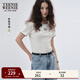 Teenie Weenie小熊女裝上衣秋季新款簡(jiǎn)約通勤正肩修身刺繡短袖T恤 象牙白 L