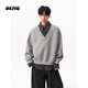 OEMG POLO假兩件衛衣男士春秋季新款撞色拼接休閑高級感情侶上衣外套 灰色 XL [建議110-130斤]