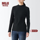 MUJI MUJI 女式 彈力羅紋編織 高領(lǐng)長(cháng)袖T恤 BBM30A2A 黑色 M