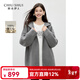 秋水伊人時(shí)尚100%綿羊毛上衣2025年冬季新款落肩寬松連帽毛呢外套 淺灰 S