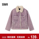 森馬（Semir）牛仔外套女拼接仿兔毛翻領(lǐng)寬松港風(fēng)冬季落肩夾棉夾克103724108001