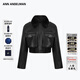 ANN ANDELMAN官方直營(yíng)黑色毛領(lǐng)短款皮外套女秋冬新款保暖夾克上衣 黑色 XS